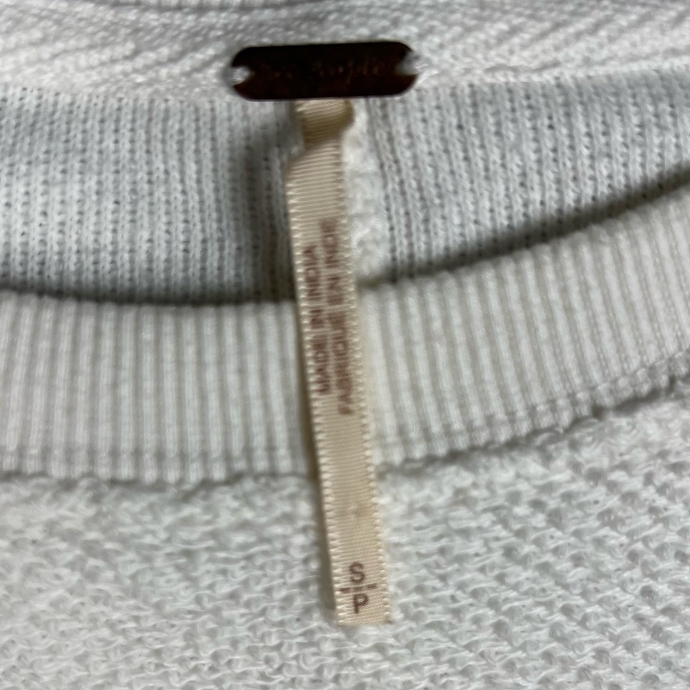 Free People Sweater Womens Small Sleeves Like These Terry Puff Sleeve Neutral - Picture 9 of 10